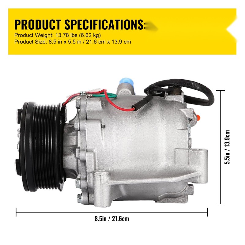 Ilmastointikompressori Honda Civic 1.8L 2006–2011, alumiinirakenne