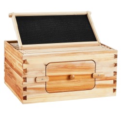 Syvä mehiläispesälaatikko 10 kehystä seetripuusta akryyli ikkunoilla