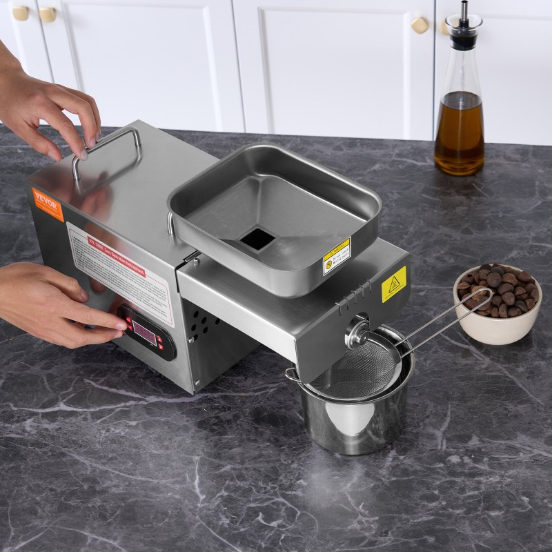 Öljynpuristuskone ruostumaton teräs 850 wattia säädettävä lämpötila 0–300 asteeseen maapähkinöille ja seesamille