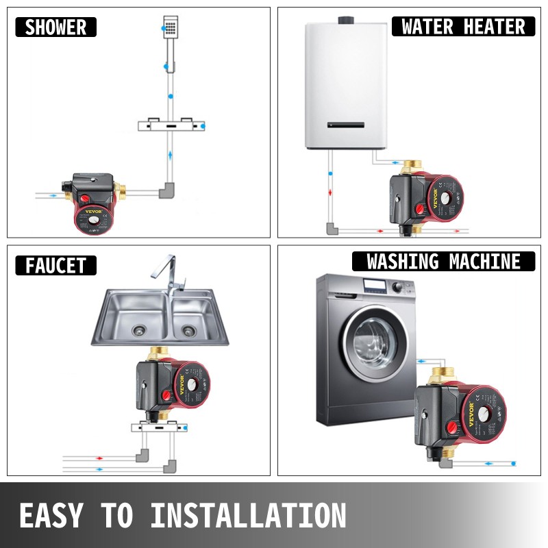 Vesikiertopumppu valurunkoinen messinkipää 1 tuuman liitäntä 90 W 50 l/min 6 m