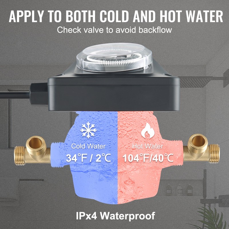 Lämminvesikiertopumppu DN20 sisääntulo ja ulostulo DN15-sovittimella 100 wattia 304 ruostumatonta terästä