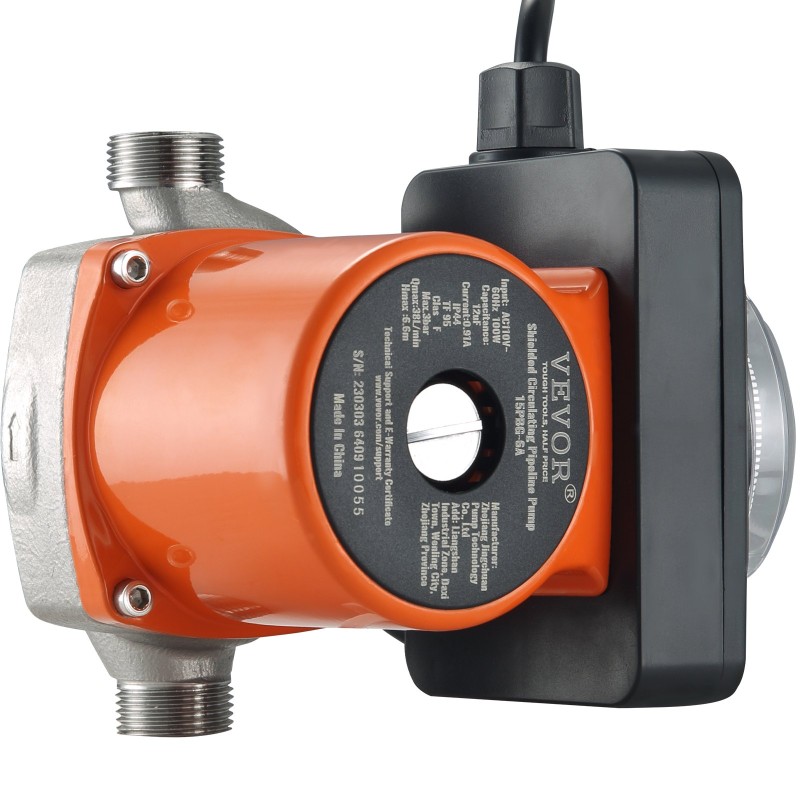 Lämminvesikiertopumppu DN20 sisääntulo ja ulostulo DN15-sovittimella 100 wattia 304 ruostumatonta terästä