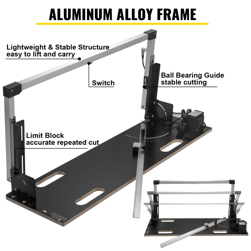 Työpöytämallinen styrofoami-leikkuri alumiiniseosrunko 100 cm leikkuupituus 42 cm leikkuupaksuus 6 lämmityslankaa
