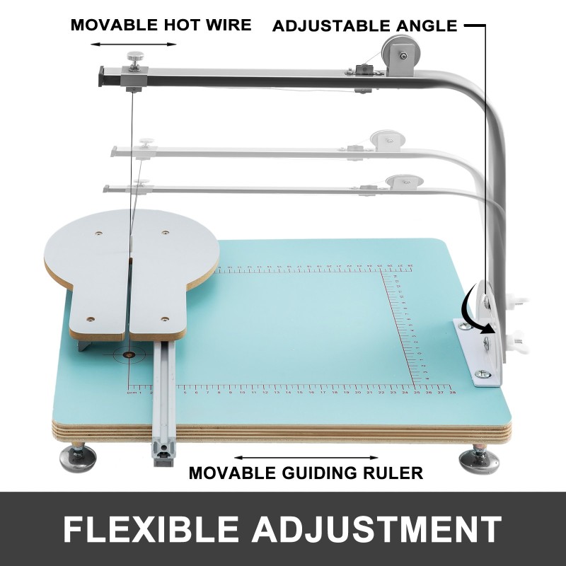 Sähköinen kuumalankaleikkuri vaahtoon, sieneen ja KT-levyihin, MDF-seosmetallirunko, leikkuuleveys 25 cm