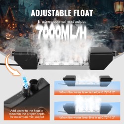 Ultraäänihöyrystin 10 suutinta 7000 ml tunnissa ruostumaton teräs ja muovi IP67 ulkokäyttöön