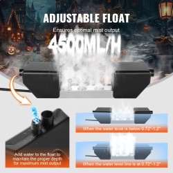 Ultraäänisumutin 6 sumupäätä 4500 ml tunnissa 165 W IP67 virtalähteellä puutarhaan