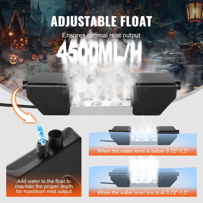 Ultraäänisumutin 6 sumupäätä 4500 ml tunnissa 165 W IP67 virtalähteellä puutarhaan