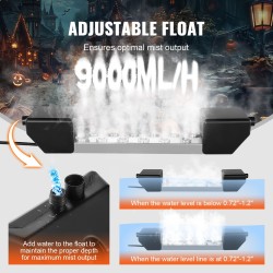 Ultraäänisumutin 12 päätä 9000 ml tunnissa 304-ruostumaton teräs PP-muovi lampeihin