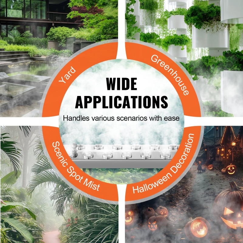 Ultraäänisumutin 12 päätä 9000 ml tunnissa 304-ruostumaton teräs PP-muovi lampeihin