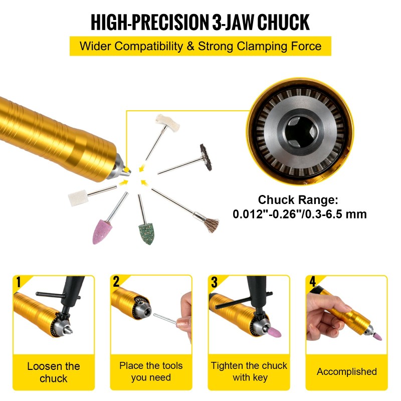 Joustava akselihiomakone 780 W 3-leukainen istukka 0,3–6,5 mm portaattomalla jalkapolkimella 131-osainen tarvikesarja