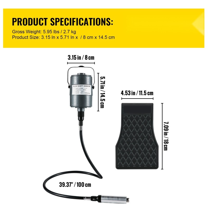 Joustava akselihiomakone 380W 500–23000 kierrosta minuutissa jalkapolkimella kolmileukainen 0,3–6,5 mm istukka