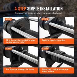 Synteettinen vinssiköysi korkeamolekyylisestä polyeteenistä 6,35 mm 15,24 m maastoajoneuvoille suojahihna koukku