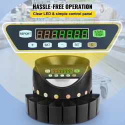 Sähköinen EUR-kolikkolaskuri 300 kolikkoa minuutissa 700 kolikon syöttösäiliö 50–300 kolikkoa per laatikko