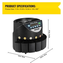 Sähköinen EUR-kolikkolaskuri 300 kolikkoa minuutissa 700 kolikon syöttösäiliö 50–300 kolikkoa per laatikko