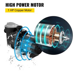 Uima-altaan pumppu 1 hv 750 W 19200 l/h 50 mm esisuodatuskori