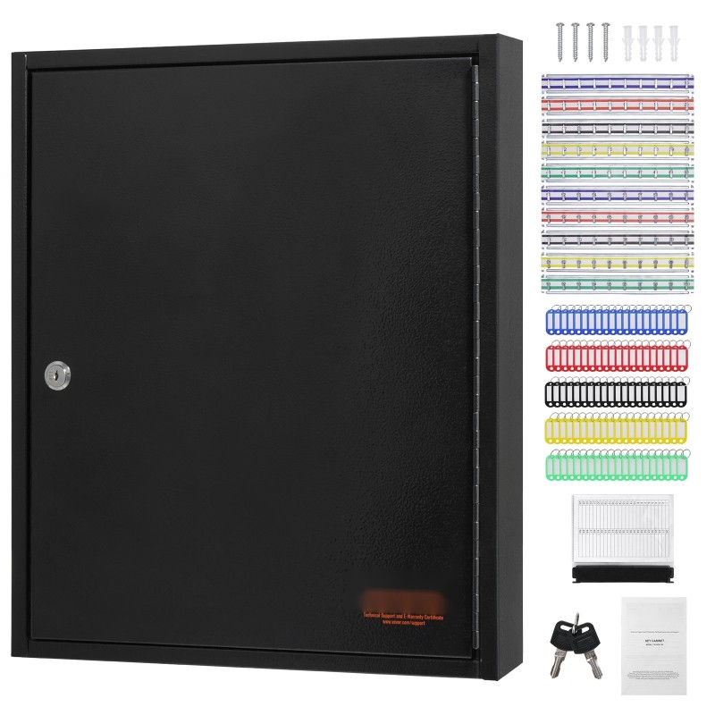 Avainkaappi 100 avaimelle kylmävalssattu teräs säädettävät ripustuskiskot värilliset avainlaput
