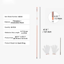 Lasikuituiset merkkitikut 30 kpl 121,5 cm oranssi ajoteille ja pihoille