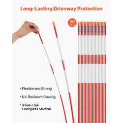 Lasikuituiset merkkitangot 122 cm halkaisija 6,35 mm 20 kpl oranssi heijastinnauhat