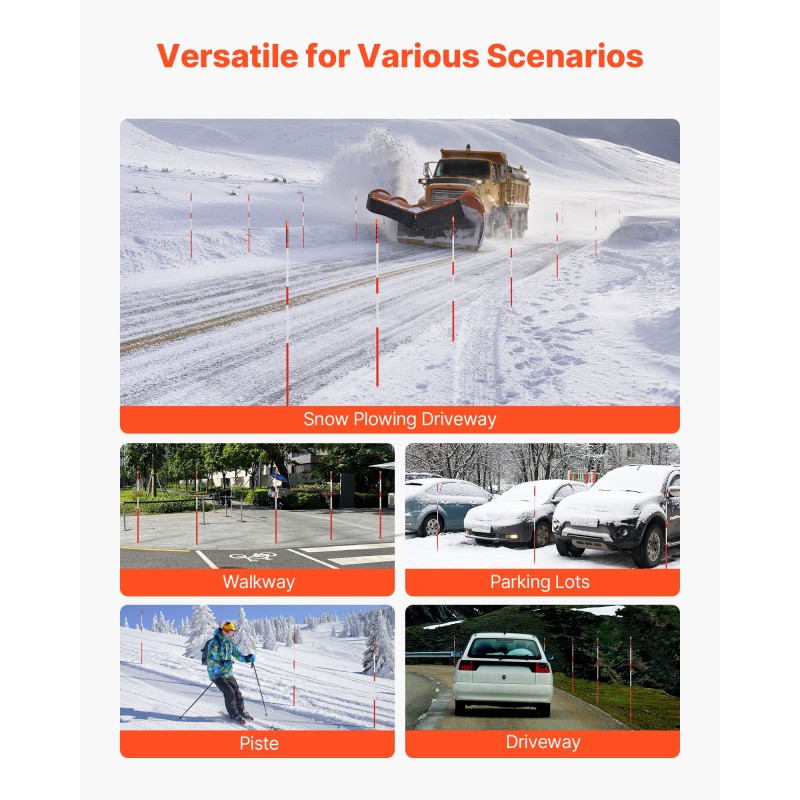 Lasikuituiset merkkitangot 122 cm halkaisija 6,35 mm 20 kpl oranssi heijastinnauhat