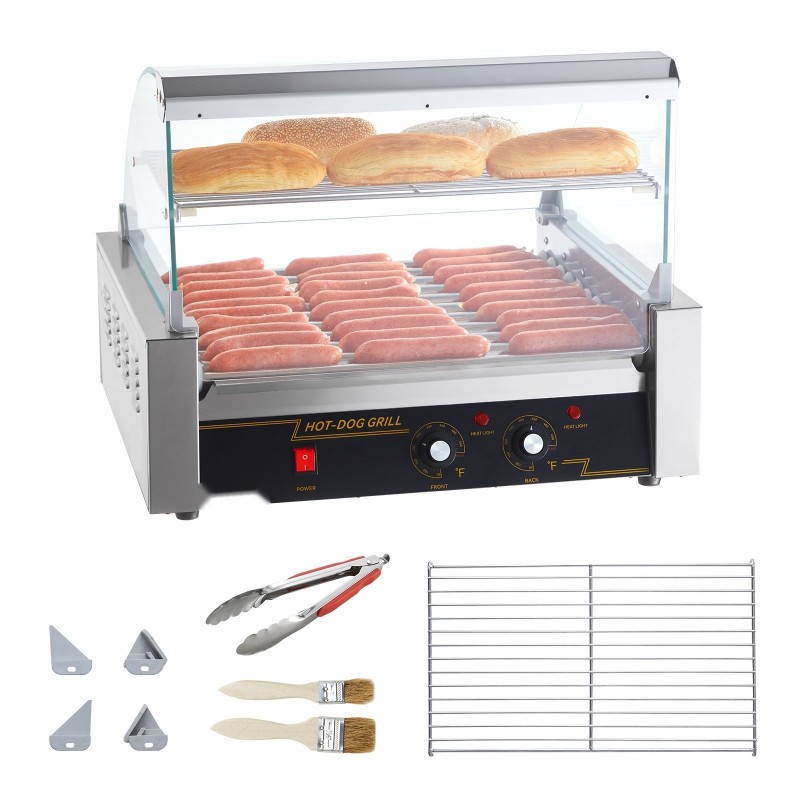 Sähköinen nakkirullagrilli 11 rullaa 30 nakkia ruostumaton teräs 2,2 kilowattia