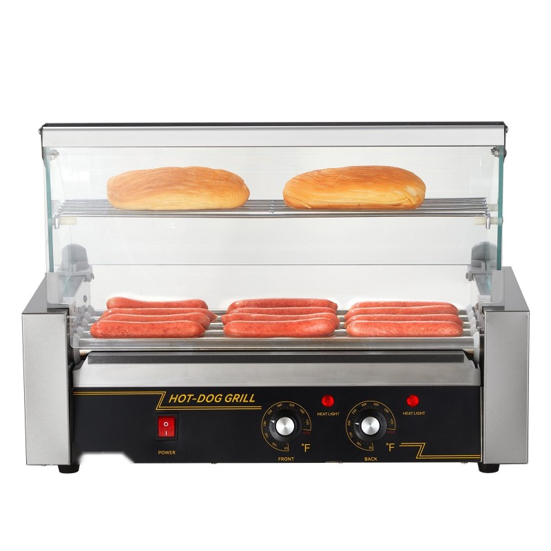 Sähköinen nakkirullagrilli kaksitoista nakkia viisi rullaa karkaistu lasikansi