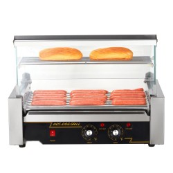Sähköinen hot dog -grilli 18 kpl 7 rullaa ruostumaton teräsrunko