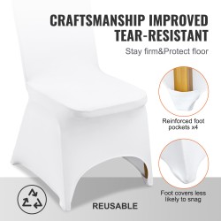 Tuolinsuojat joustavaa elastaanikangasta taittotuoleille 560x450x935 mm 100 kpl valkoinen