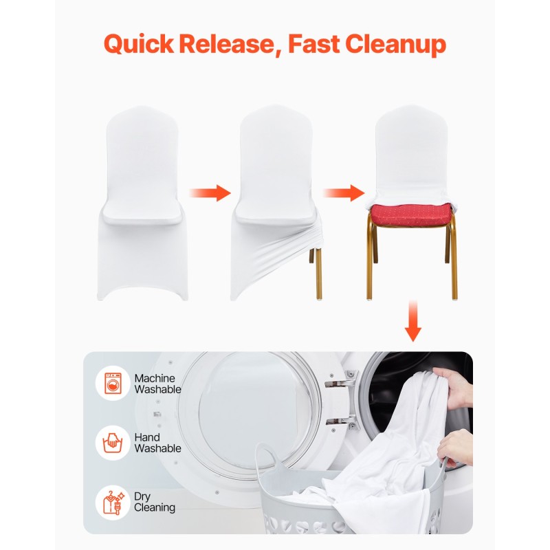 Taittotuolin päälliset joustava elastaanisekoitteinen kangas valkoinen sadan kappaleen pakkaus juhliin