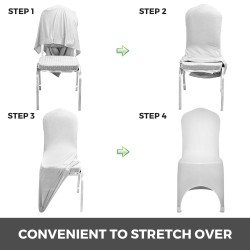 Taittotuolipäälliset 95 % polyesteri 5 % elastaani yleismalli pestävä 50 kpl valkoinen