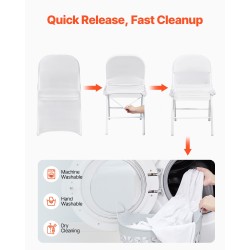 Tuolinsuojat polyesteriä ja spandexia kokoontaitettaville tuoleille 30 kpl valkoinen