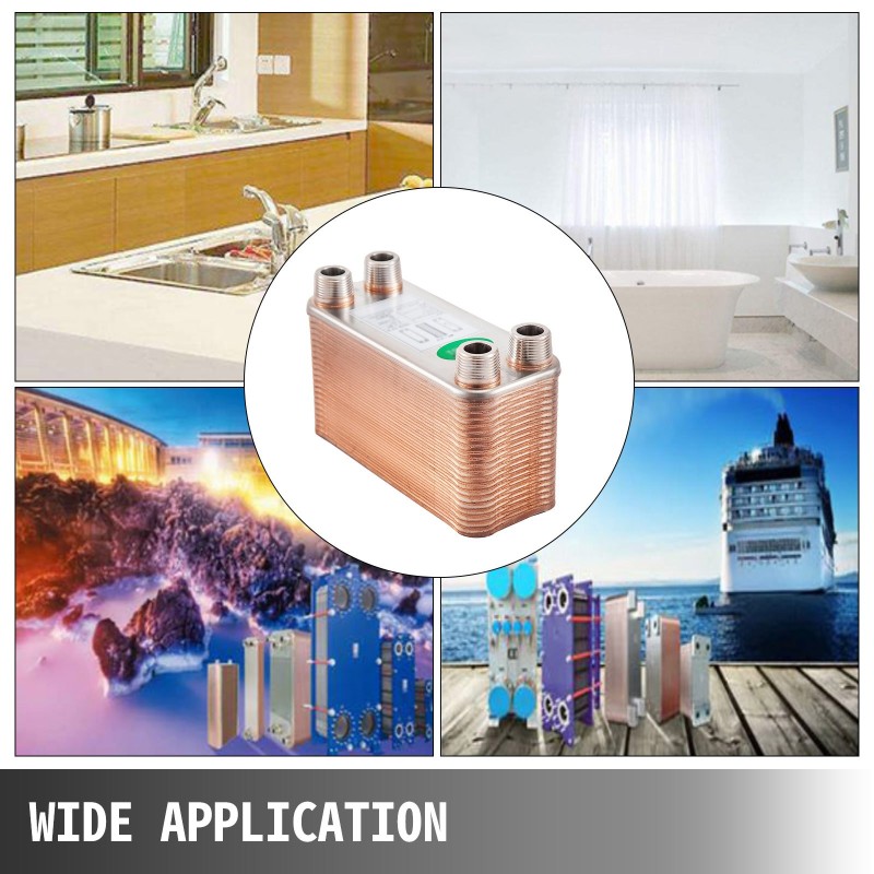 Levylämmönvaihdin juotettu 316L-ruostumattomasta teräksestä 40-levyinen 3/4 tuuman MNPT-liitännöillä