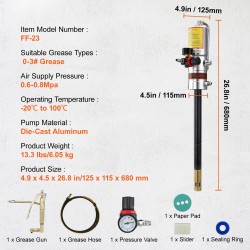 Paineilmakäyttöinen rasvapumppu painevalettu alumiini 50:1 13 jalan letku kääntyvällä pistoolilla