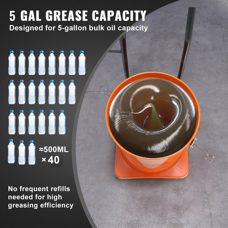 Ilmakäyttöinen rasvapumppu teräksinen säiliö valualumiininen pumppu pyörillä pitkä korkeapaineletku