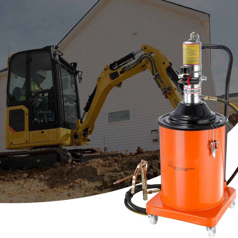 Ilmakäyttöinen rasvapumppu teräksinen säiliö valualumiininen pumppu pyörillä pitkä korkeapaineletku