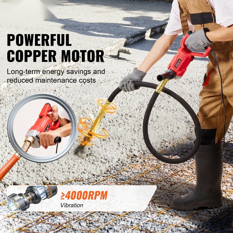 Betonitärytin 960 wattinen sähköinen 4000 kierrosta minuutissa 2 metrin varsi kädessä pidettävä