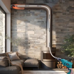 Savupiipun puhdistussarja 7 m nylonvarsilla ergonominen 360 asteen harja