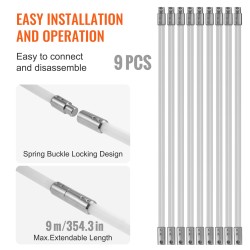 Savupiipun puhdistussarja 9 m nylonvarret 360 asteen harja kotikäyttöön