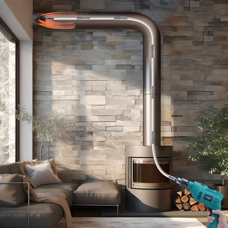 Savupiipun puhdistussarja 9 m nylonvarret 360 asteen harja kotikäyttöön