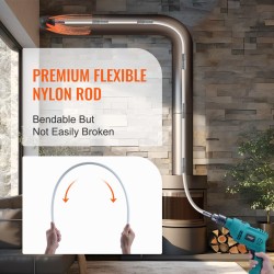 Savupiipun puhdistussetti kymmenen metriä kymmenen vahvistettua nailonvartta pyörivällä harjalla