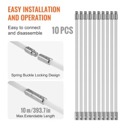 Savupiipun puhdistussetti kymmenen metriä kymmenen vahvistettua nailonvartta pyörivällä harjalla