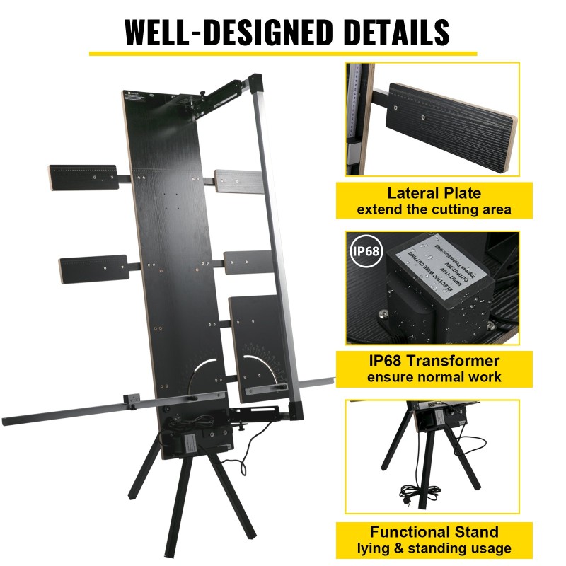 Kuumasäikeinen styroksileikkuri 42cm maksimipaksuus 115cm maksimipituus alumiinirunko kuusi lämmityslankaa 0–90 asteen