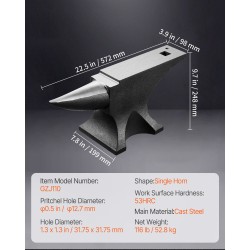 Valuteräsalasin 50 kg yksisarvinen pyöristetty sarvi metallin taivuttamiseen