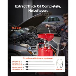 Rautainen 79,5 l jäteöljynkeräyssäiliö pneumaattisella tyhjennyksellä säädettävällä suppilolla ja pyörillä