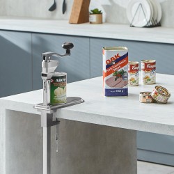 Säilyketölkin avaaja manuaalinen pöytäkiinnitteinen SUS420 terällä jopa 300 mm tölkeille ammattikeittiöihin