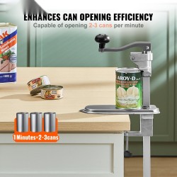 Pöytään asennettava manuaalinen tölkinavaaja ammattikäyttöön valurautainen runko ruostumaton teräs 300 mm