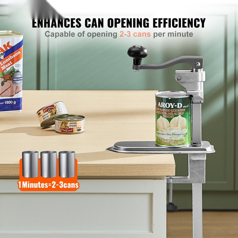 Manuaalinen pöytämallinen säilykepurkinavaaja ruostumatonta terästä ja valurautaa 400 mm