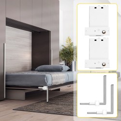 Vaakasuuntainen seinäsängyn jousimekanismi sarja rauta ja ruostumaton teräs valkoinen 0,9–1,2 m