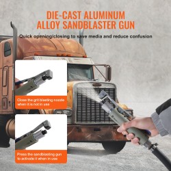 Painehiekkapuhallin 18,9 l säiliöllä 60–110 PSI öljy-vesierotin alumiinipistooli 4 keraamista suutinta
