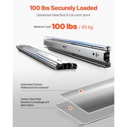 Sivukiinnitteiset hiiliteräksiset laatikkokiskot 600 mm 10 paria täyspitkä ulosveto 45 kg kantavuus