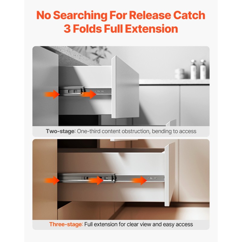 Sivukiinnitteiset hiiliteräksiset laatikkokiskot 600 mm 10 paria täyspitkä ulosveto 45 kg kantavuus